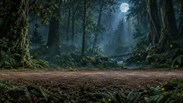 Moonlit forest for The Hungry Forest classroom name picker
