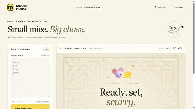 Mouse House maze chase name picker
