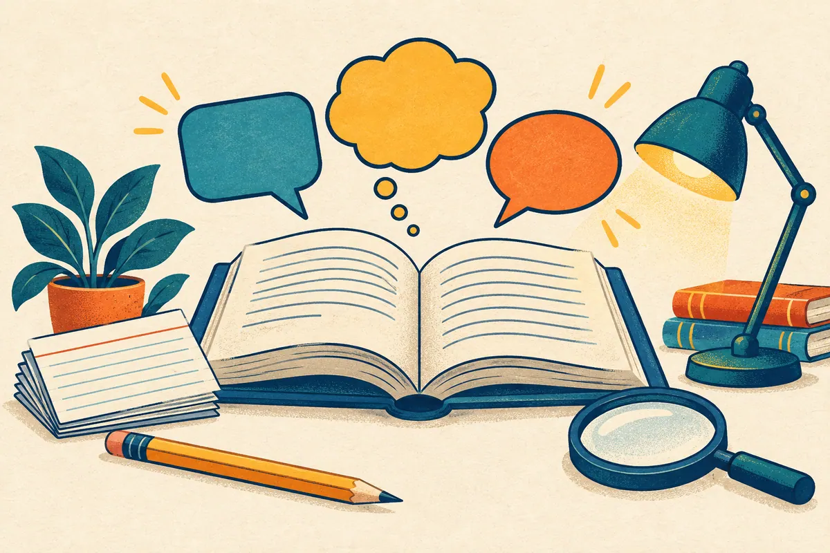 Illustrated books, questions and learning tools